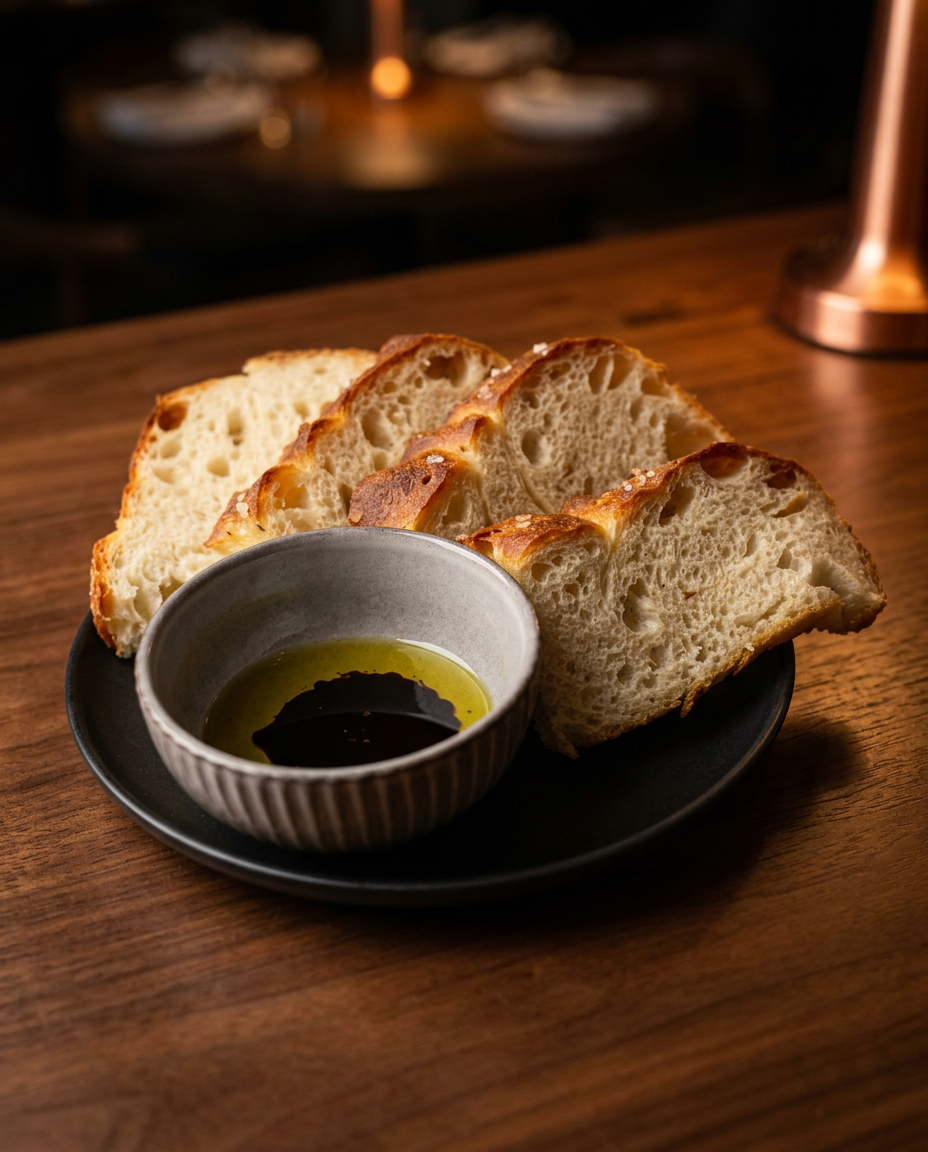 Sourdough bread with olive oil and balsamic